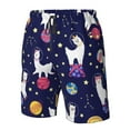thumbnail image 5 of Disketp Men'S Swim Trunks Hawaiian Breathable Surf Beach Swimsuits Mesh Lining Beach Shorts With Pockets-Lama In Space, 5 of 9