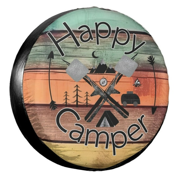 KAKALAD Camper Happy camping Spare Tire Cover Weatherproof Universal Accessories 14 Inch