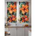 thumbnail image 2 of Burnt Orange Floral Curtains 54 Inch Length, Sheer Curtains for Bedroom Living Room Window Tropical Botanical Leaves Floral Rod Pocket Voile Drapes Kitchen Curtains Small Half Window 42"x54" 2 Panels, 2 of 6