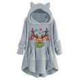 thumbnail image 1 of Abrigo de Piel Sintética Para Mujer Estampado Navideño Casual Botones de Felpa Manga Larga Abrigo de Felpa Con Capucha Top Odeerbi ODB185741, 1 of 5