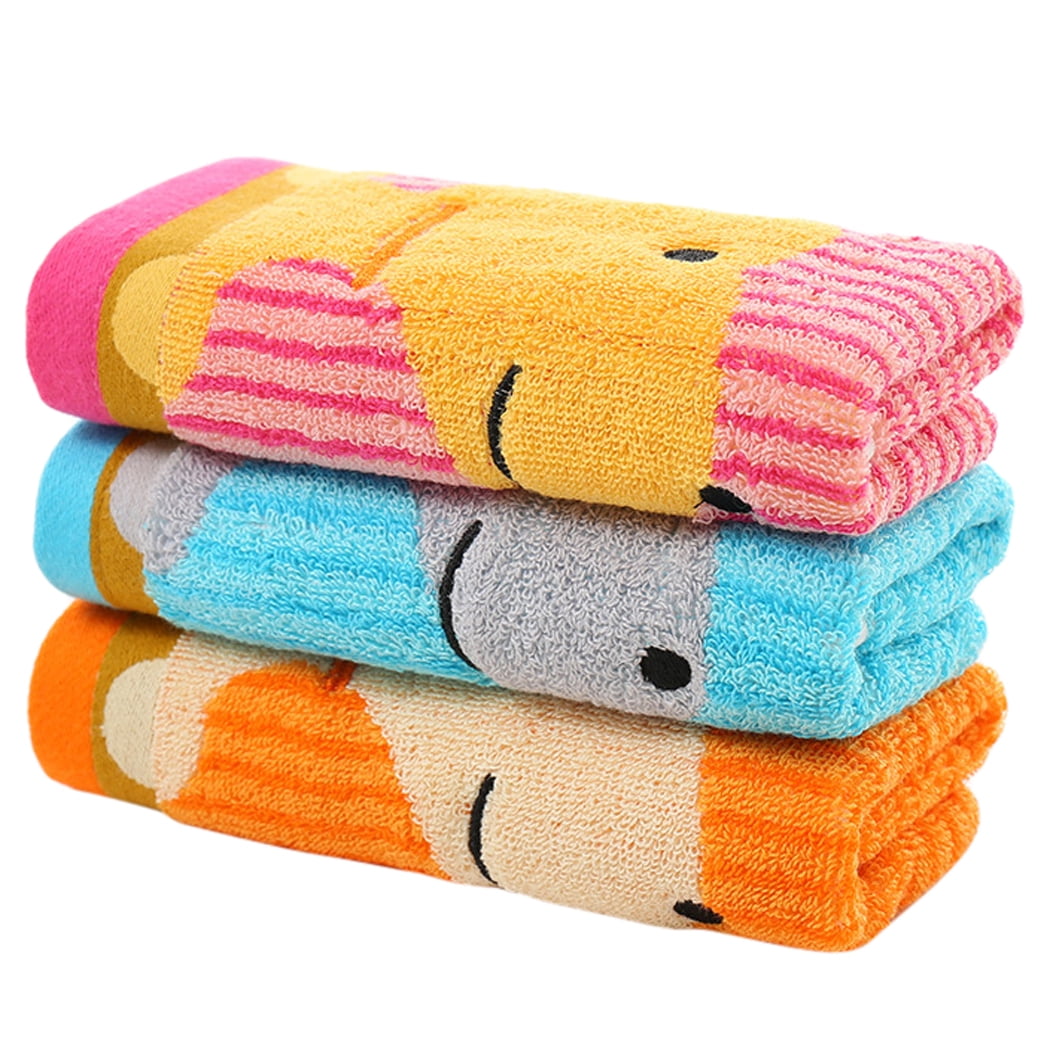 3 Pcs Washcloth Cartoon Dog Printed Assorted Colors Bath Towel for Kids  20'' x 10'' 