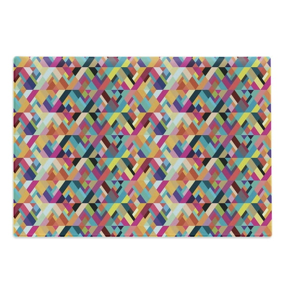 Abstract Cutting Board, Bauhaus Style Pattern of Geometric Shapes as Colorful Diagonal Tiles Modern Print, Decorative Tempered Glass Cutting and Serving Board, Large Size, Multicolor, by Ambesonne