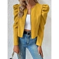 thumbnail image 3 of Womens Cropped Jacket Long Sleeve Zipper Up Coat Outwear Fall Outfit Shackets Bright Yellow S, 3 of 7