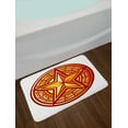 thumbnail image 2 of Star Bath Mat, Heavenly Body Symbol with Warm Tones Star Seal with Circular Frame Illustration, Non-Slip Plush Mat Bathroom Kitchen Laundry Room Decor, 29.5 X 17.5 Inches, Yellow and Ruby, Ambesonne, 2 of 2
