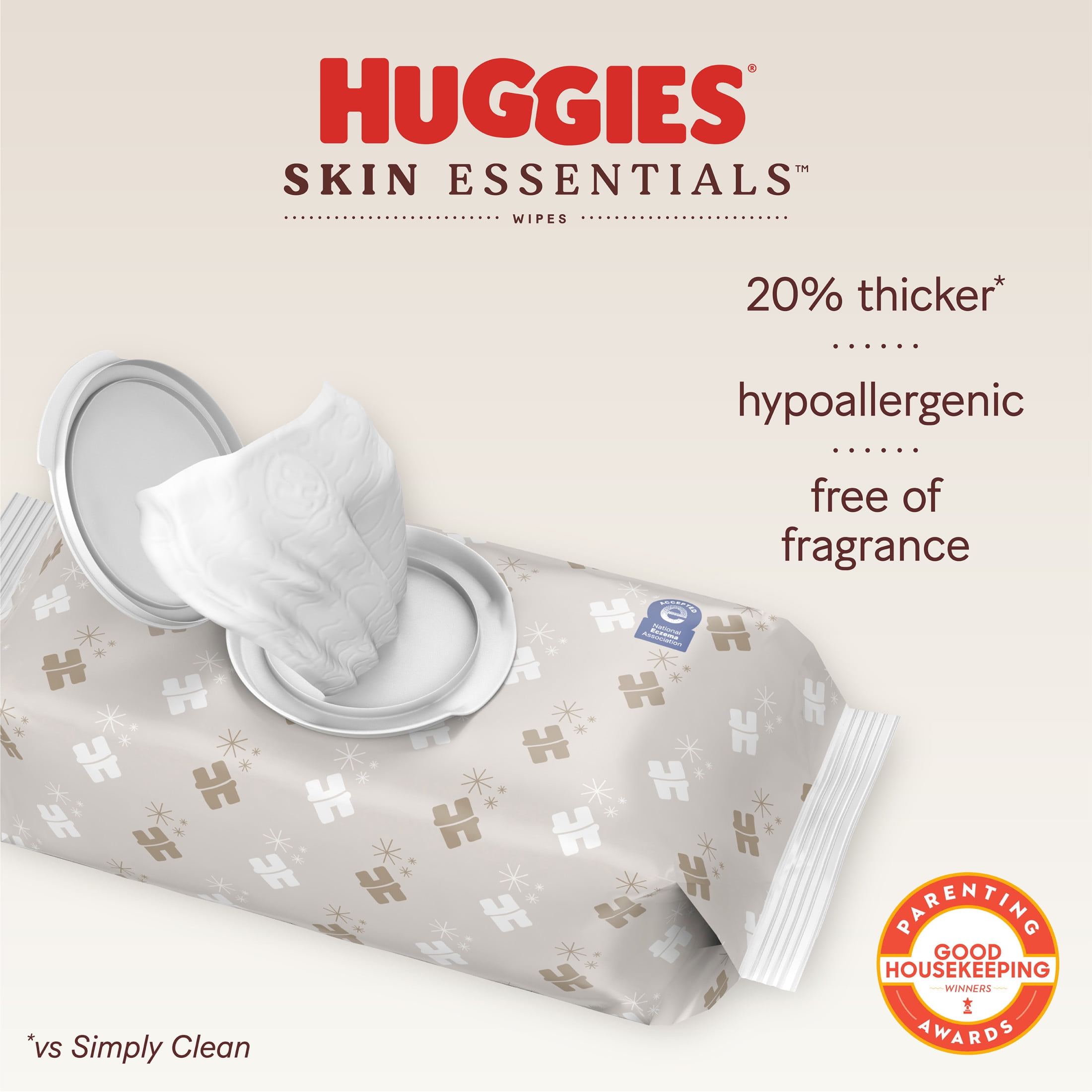 (8 pack) Huggies Skin Essentials Baby Wipes, 1 Pack, 56 Count (Select for More)