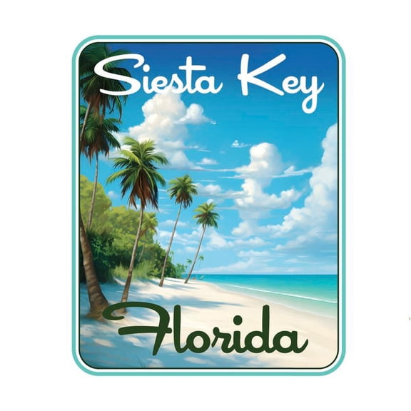 Siesta Key Beach Florida Souvenir Decorative Vinyl Decal Sticker (2-Inch)