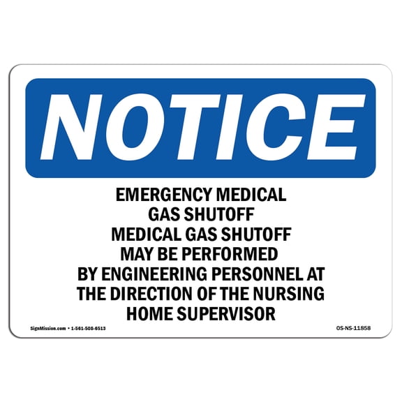 OSHA Notice Sign - Emergency Medical Gas Shutoff Medical Gas | Plastic Sign | Protect Your Business, Work Site, Warehouse & Shop Area |  Made in the USA