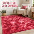 thumbnail image 5 of HOISUN 4x6 ft Soft Shag Area Rug for Bedroom Living Room, Fluffy Plush Non-Slip Carpet, Tie-Dye Dark Red, 5 of 10