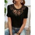 thumbnail image 5 of Women'S Short Sleeve Tunic Tank Tops Casual Lace Shirt Blouses Black S, 5 of 7