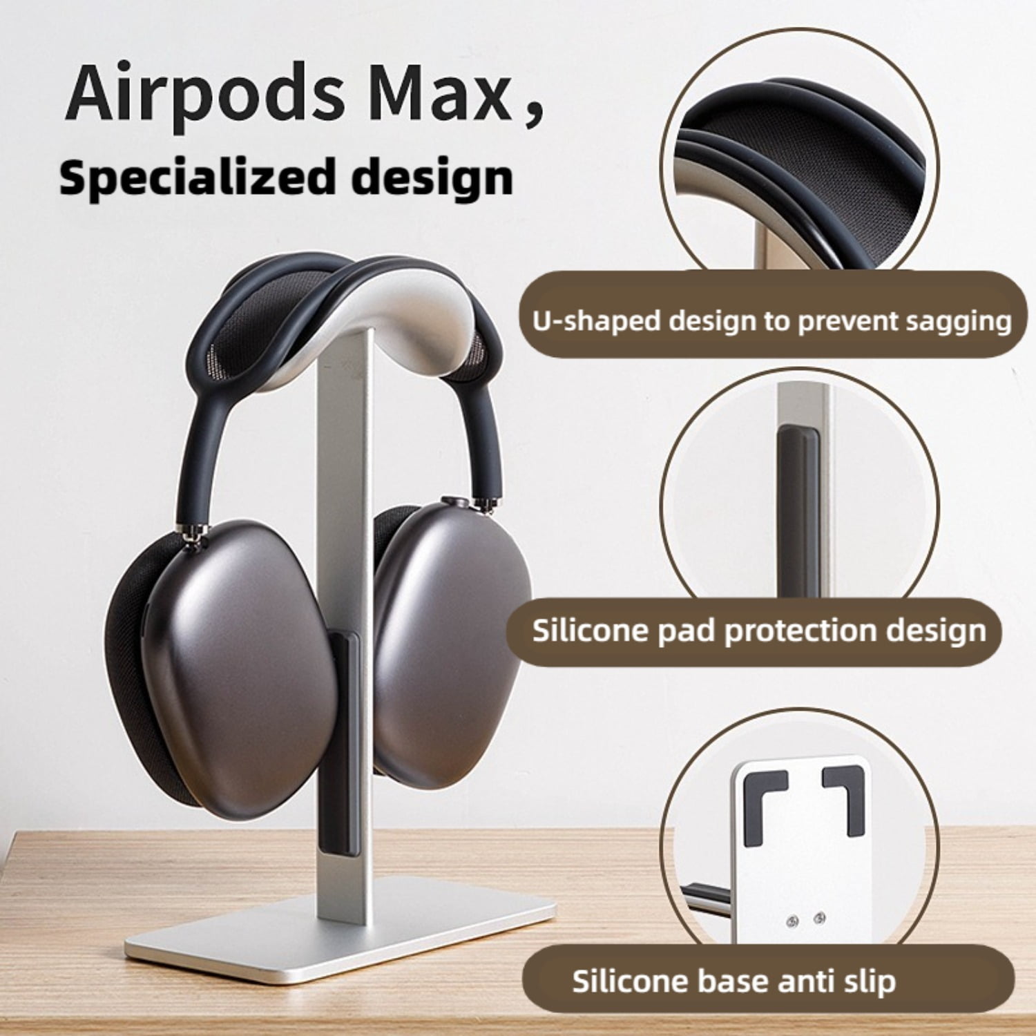 AirPods Max Stand, Aluminum Headphone Holder with Sleep Function Desktop Display Organizer