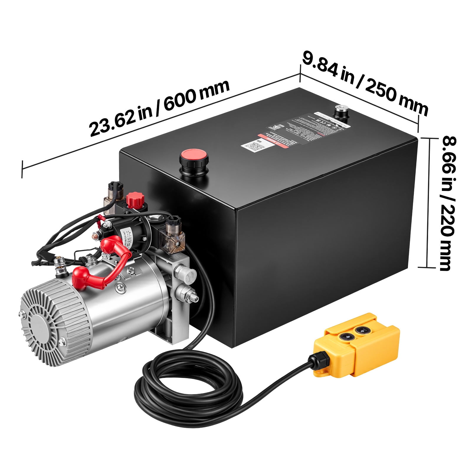 KFFKFF 20 Quart Hydraulic Pump, Double Acting Dump Trailer Unit, 3200 PSI Max Pressure & 0.91 GPM Flow Rate, DC 12V Hydraulic Power System for Dump Trailer and Vehicle Lifting (Horizontal Setup)