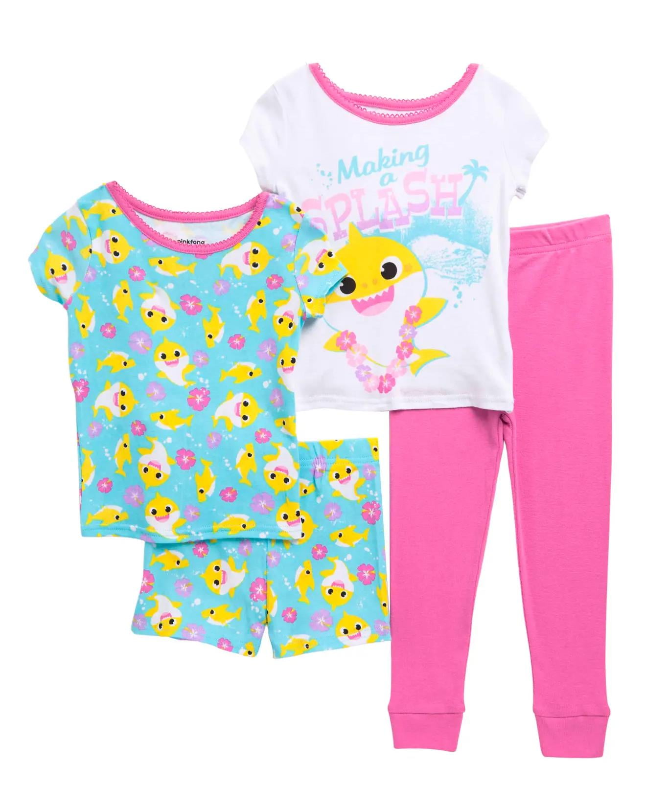 Baby Shark FourPiece Pajama Set Boys Male, Girls, Size 4T