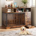 thumbnail image 1 of Meuble Cage pour Chien de 48 Pouces, Chenil Rustique Robuste pour Chien avec Bol et Tiroirs de Rangement, Cage pour Chien de Taille Moyenne avec Table d'Appoint pour Petits et Moyens Chiens, Brun Rétro, 1 of 8