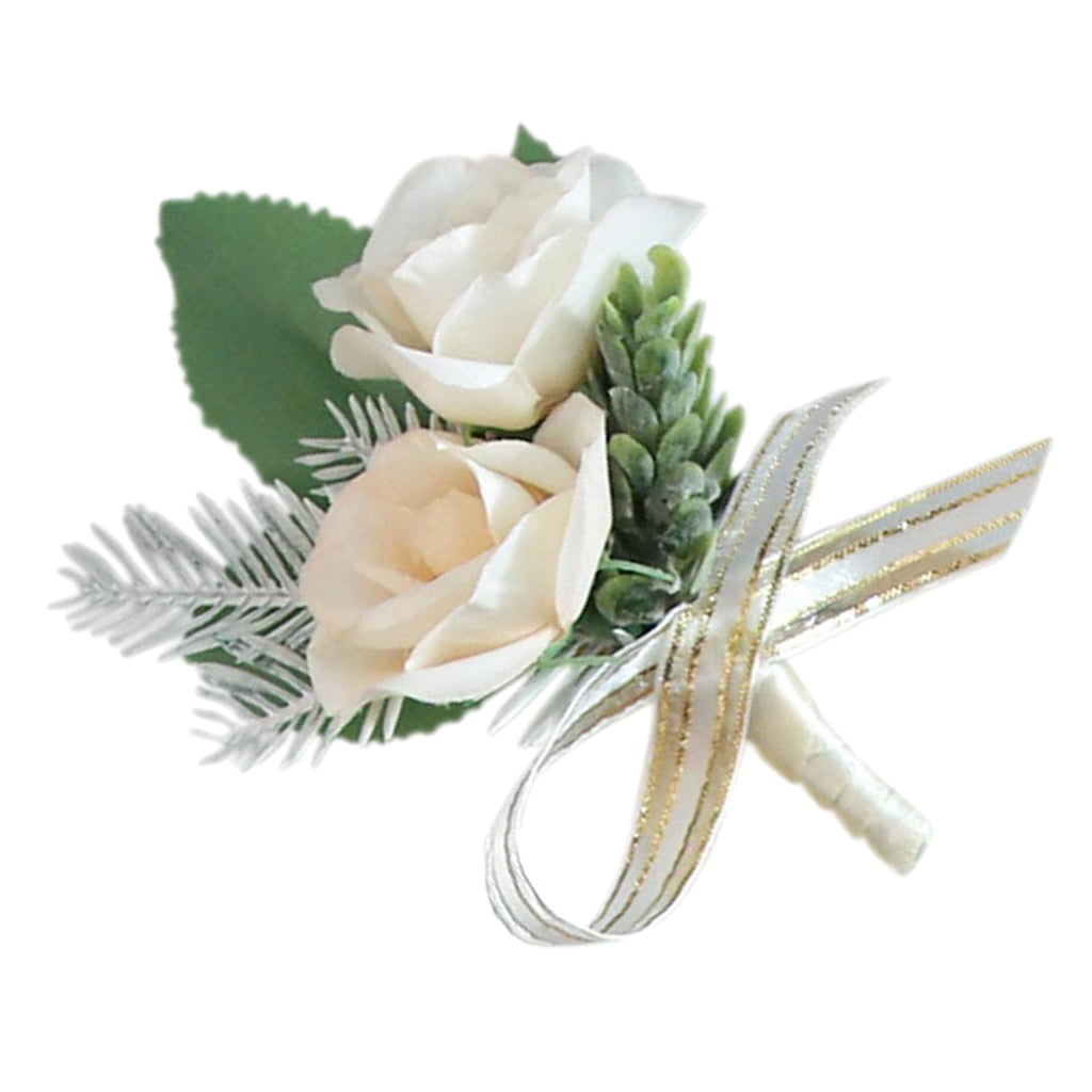 Details about   Wedding Flowers NEW Double Grey Corsage Wedding Buttonhole with silver 