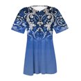 thumbnail image 4 of CEHVOM T-shirt à Manches Courtes Décontracté pour Femmes, Col Rond Imprimé, Ample, Blouse, Liquidation, 4 of 5