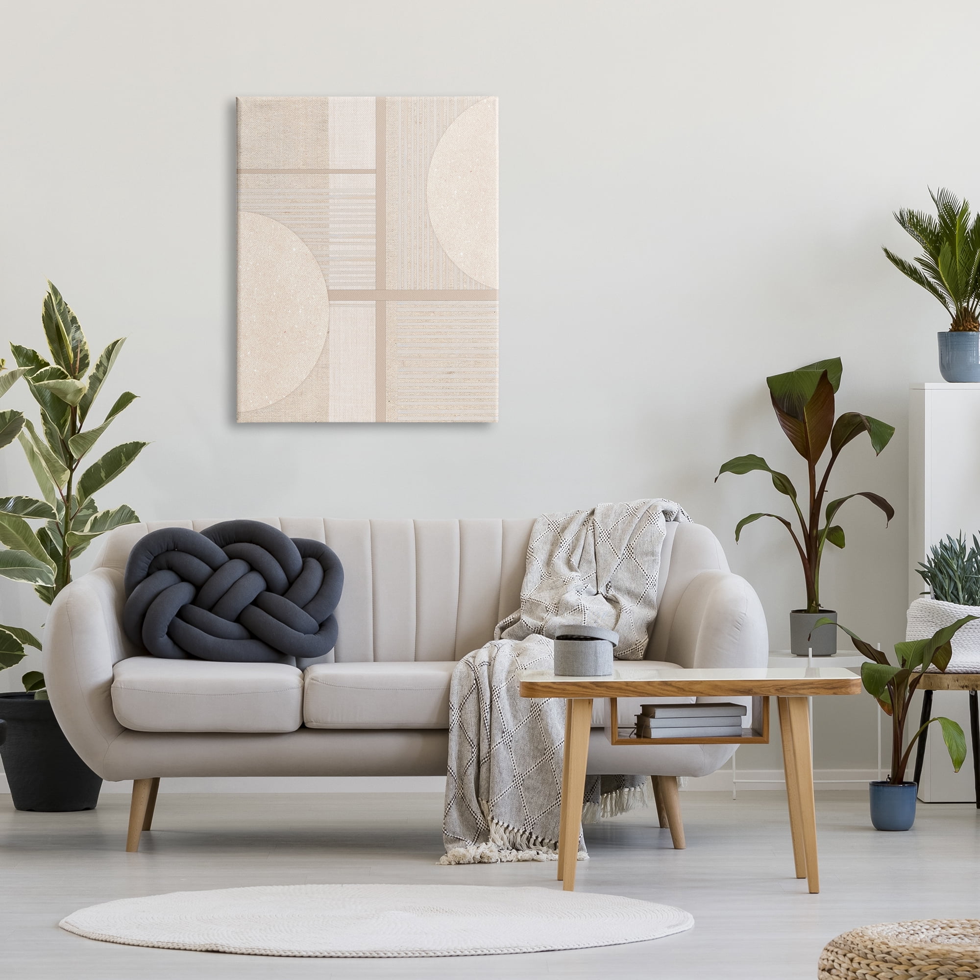 Stupell Industries Beige Circular Geometric Abstract Painting Gallery Wrapped Canvas Art Print Wall Art, 30 x 40
