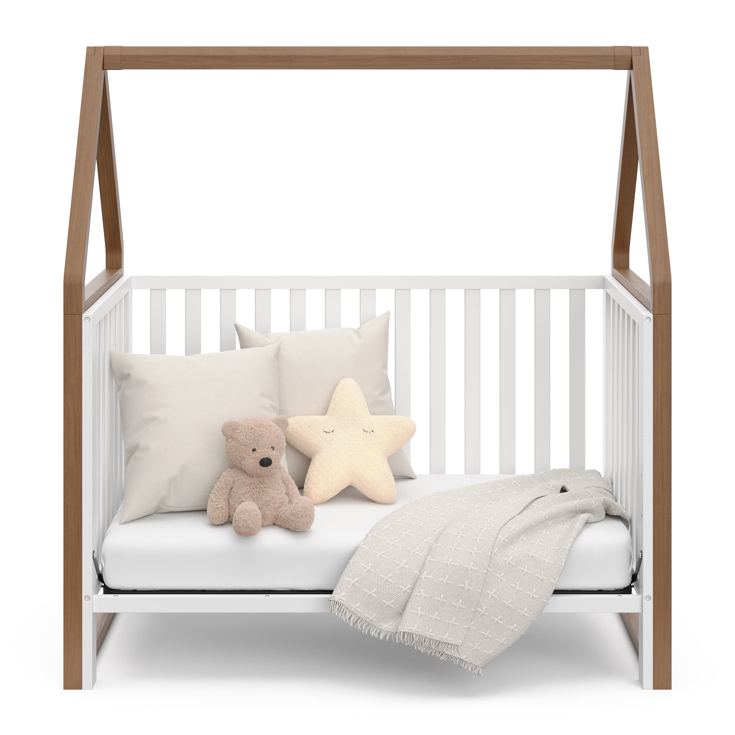 Storkcraft Orchard 5-in-1 Convertible Baby Crib, White/Hazelnut