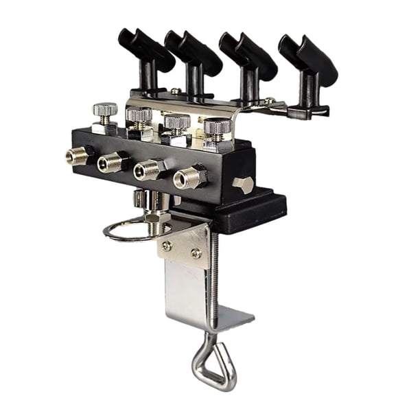 Sujeta 4 aerógrafos Accesorios para aerógrafos Soporte de fijación Divisores universales de 4 vías Abrazadera de en soporte para aerógrafo