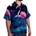 thumbnail image 2 of Starry Sky Flamingo Men's Button Down Casual Hawaiian Print Short Sleeve Summer Beach Shirt, 2 of 6