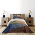 thumbnail image 3 of Ambesonne Hawaiian Quilted Coverlet 2 Pcs, Sunrise Lanikai Beach, Twin Size, Brown Blue, 3 of 4