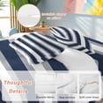 thumbnail image 4 of Navy Blue Duvet Cover Set Twin Size and Grey Stripe Abstract Geometric Striped Soft Lightweight Comforter Covers 4 Piece Bedding Set with 1 Duvet Cover 1 Bed Sheet & 2 Pillow Shams, 4 of 8