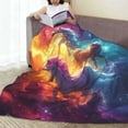 thumbnail image 6 of Honeii Dreamy Night Sky White Horse Print Fleece Blanket - Throw Blanket for Bed, Sofa, Couch, Camping, and Travel , Microplush Ultra Soft Warm Blanket-80"x60", 6 of 7