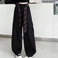 thumbnail image 5 of Casual Pants Teen Girl Lightweight Solid Color Button Loose Wide Leg Pants with Pockets Summer Clothes, 5 of 8