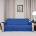 thumbnail image 2 of Housse de Sofa Matelassée Réversible, Protège-Meubles Résistant à l'Eau, Housse de Canapé Lavable avec Mousse Antidérapante et Sangles Élastiques pour Enfants, Animaux (Sofa Surdimensionné, Bleu Classique/ivoire), 2 of 7