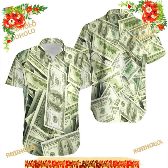 Men Dollar Bills Hawaiian Shirt