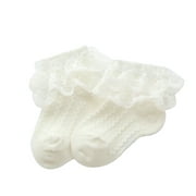 Multitrust baby girl lace princess double layer ruffle frill solid color socks