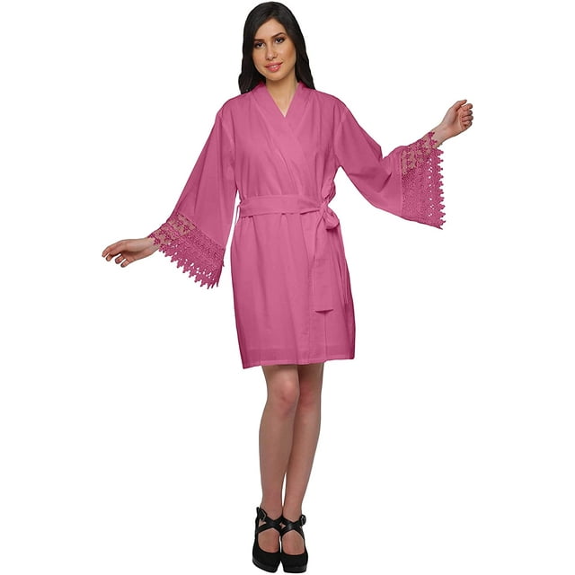 Moomaya Cotton Kimono Robes For Women Lightweight Solid Short Bridesmaid Robes