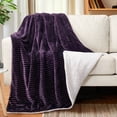 thumbnail image 2 of PAVILIA Soft Fleece Sherpa Throw Blanket for Sofa Couch Bed, Purple, 50x60, 2 of 7