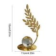thumbnail image 3 of Gold Ginkgo Leaf Metal Sculpture | Crystal Ball Base Art Statue | Elegant Home & Office Desk Decoration | Bookshelf Ornament, 3 of 6