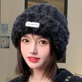 thumbnail image 4 of dianhelloya Warm hat Letter Logo Brimless Solid Color Winter Hat Women Autumn Winter Warm Plush Beanie Hat Costume Accessories Black 1, 4 of 8