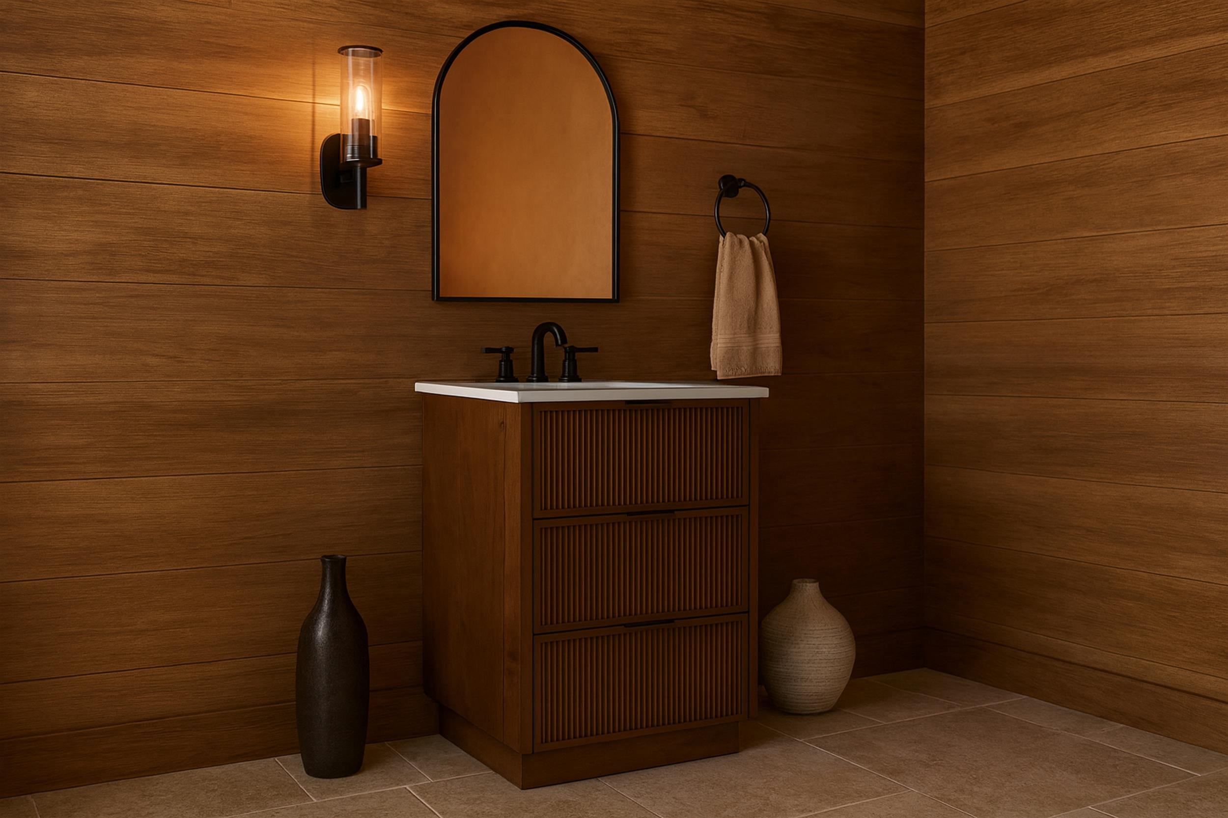 Meridian Furniture Willard 24" Brown Engineered Stone Bathroom Vanity