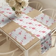 thumbnail image 2 of Ambesonne Pink Flamingo Table Runner & Placemats, Birds on Checkers, Placemat 4 pcs + Runner 16"x72", Pale Grey Coral Black, 2 of 2
