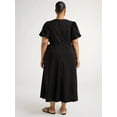 thumbnail image 2 of Scoop Women’s and Women's Plus Puff Sleeve O-Ring Dress, Sizes XS-4X, 2 of 4