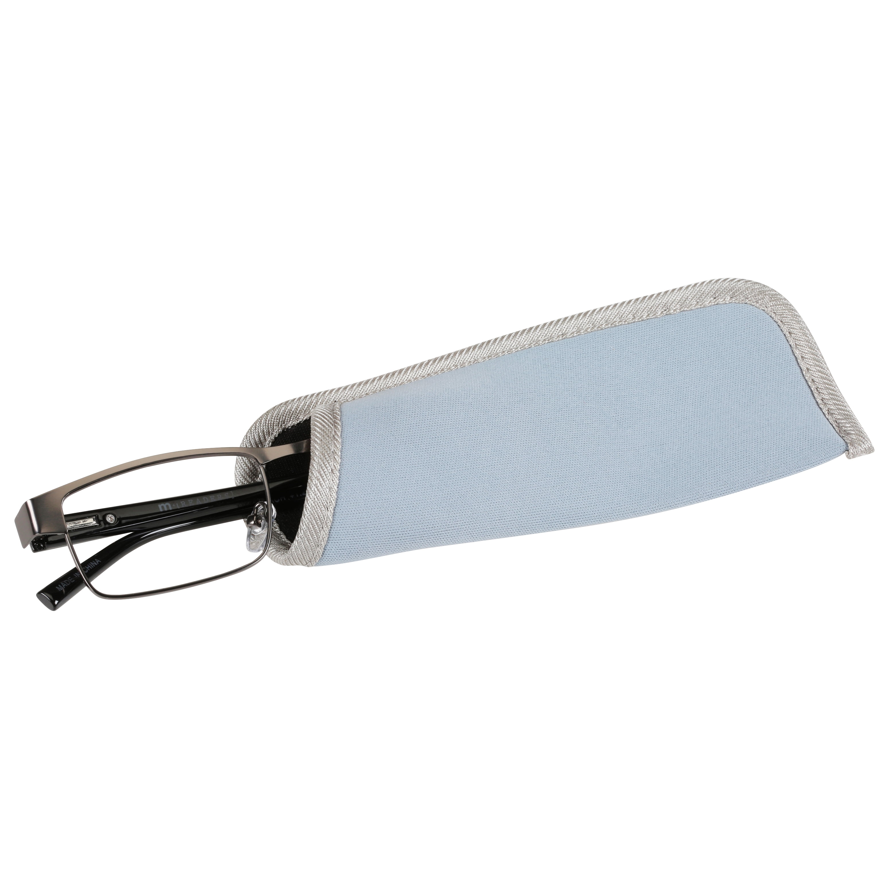 M+ Mens Rectangular Flat Metal Reading Glasses Gun 1.75 Birch in Gunmetal with Classic Black Temples