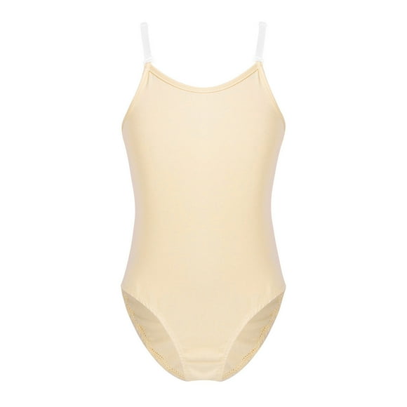 Xnihocha Kids Girl's Straps Gymnastics Ballet Dance Camisole Leotard Tops Athletic Sports Outfit Bodysuit Nude 13-14