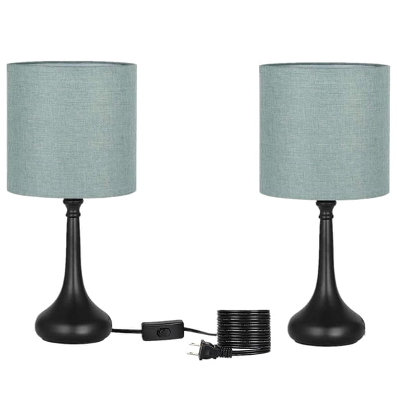 Set of 2 Modern Black Bedroom Nightstand Lamp by Oumilen