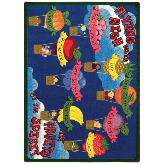 Joy Carpets Kid Essentials Fruits of the Spirit 5'4" x 7'8" Area Rug in Color Multi