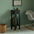 thumbnail image 3 of Acacia Wood Slim Bedside Table with Minimalist Design and Space-Saving Functionality, Wood Drawer and Open Shelf Side, 3 of 9