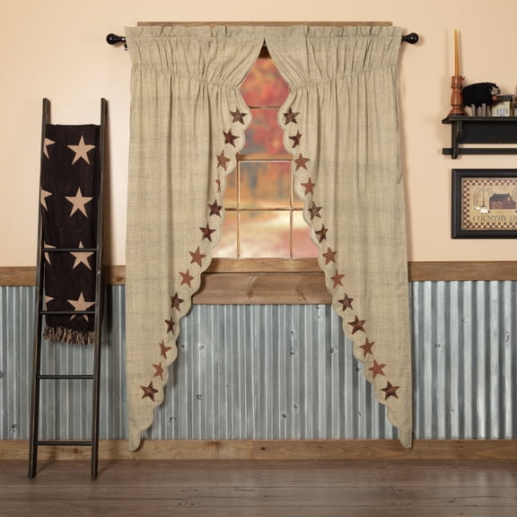 VHC Brands, Abilene Star, Cotton, 84x36x18, Prairie Long Panel, Set of 2, Red