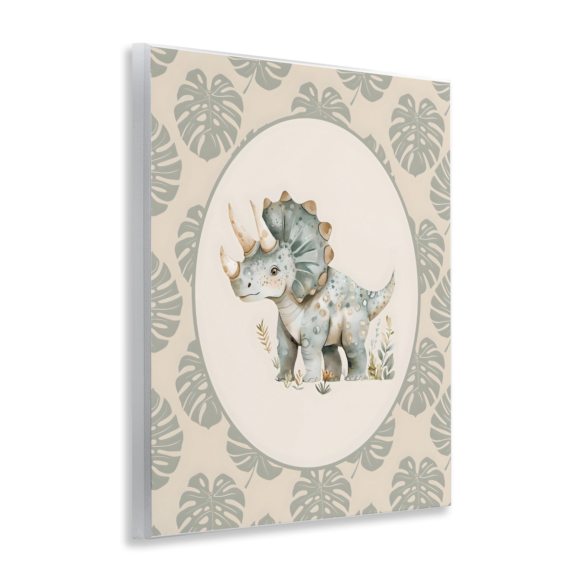 Stupell Industries Watercolor Dinosaur Tropical Border Wall Plaque Art, design by LSR Design Studio