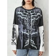 thumbnail image 2 of Michellecmm  Women Grunge T-Shirt Vintage Skull Print Long Sleeve Tops Streetwear, 2 of 9