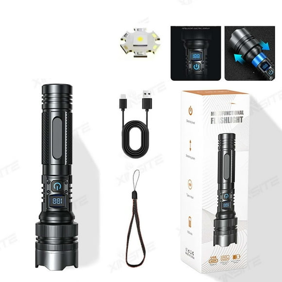 Super Bright Adjustable Focus Rechargeable LED Flashlight for Outdoor Camping Emergency and Long Range Sport Activities