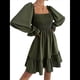 thumbnail image 1 of Vestido Mini de Fiesta Fluido con Escote Cuadrado, Larga, Volantes y Farol para Mujer Verde XXL, 1 of 10