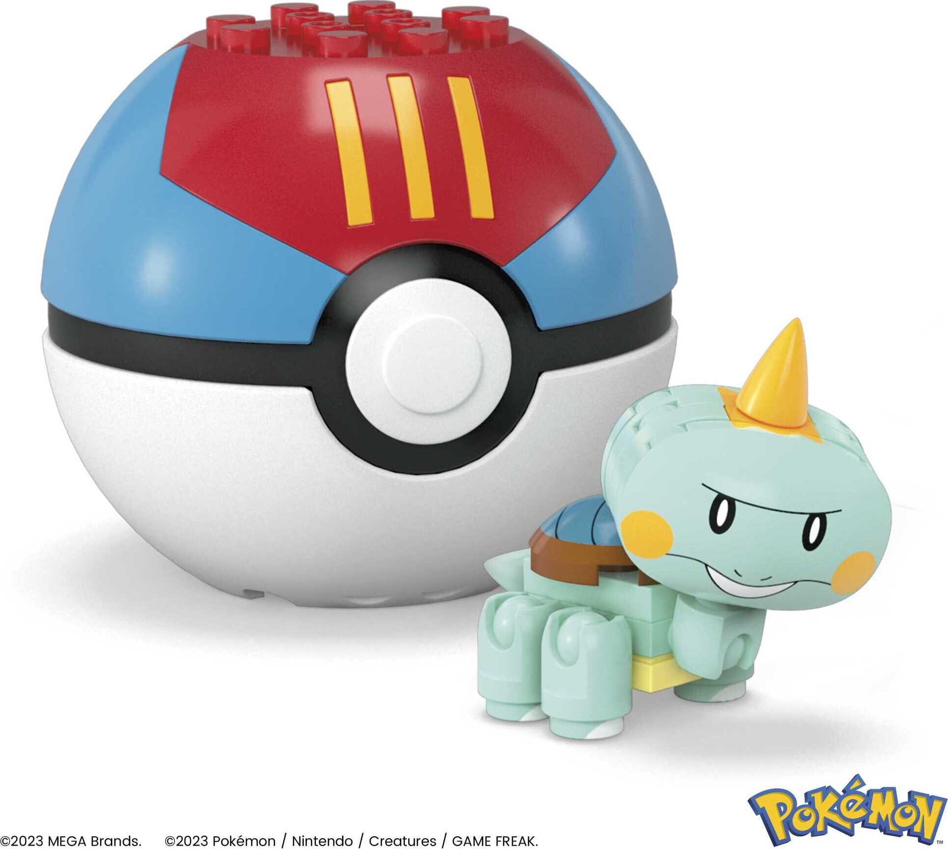 MEGA Pokemon Chikorita Action Figure Building Set with Poke Ball