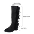 thumbnail image 5 of Knee High Boots Women Low Heel Pointed Toe Slip On Booties with Tassels Fringe 2025 Trendy Wide Calf Casual Snow Boots, 5 of 9