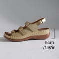 thumbnail image 5 of KEGIRLOM Women's Fashionable Casual Spring And Summer Versatile Plus Size Beach Wedge Sandals Solid Color Round Toe Soft Sole Sandals Gold 6, 5 of 9